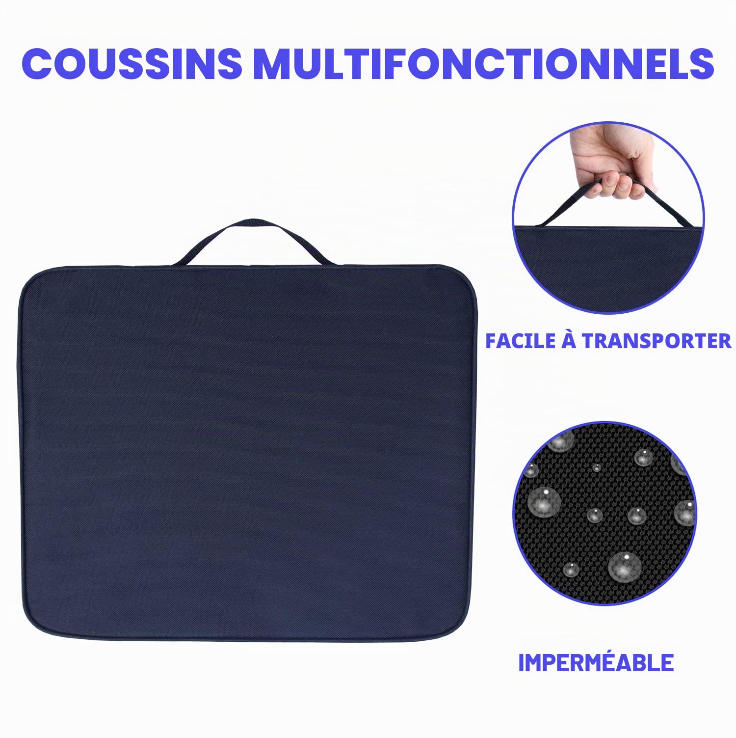 Lot de 2 Coussins de siège Noirs pour Bateau, canoë, Kayak, blanchisseur, Portable et Extra épais pour Tous Les événements en Plein air