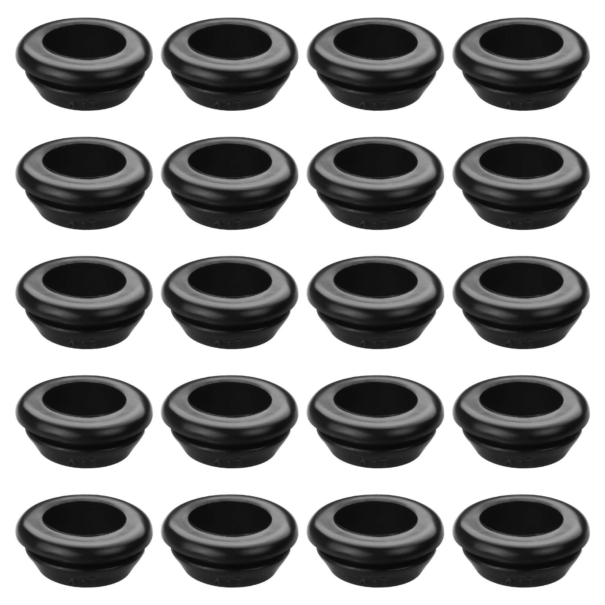 GINTOOYUN 20 Pcs 17mm Rubber Grommets, 0.67 Inch Inner Diameter Rubber Hole Grommets for Wires Cables, Plugs, and Firewalls (17mm)
