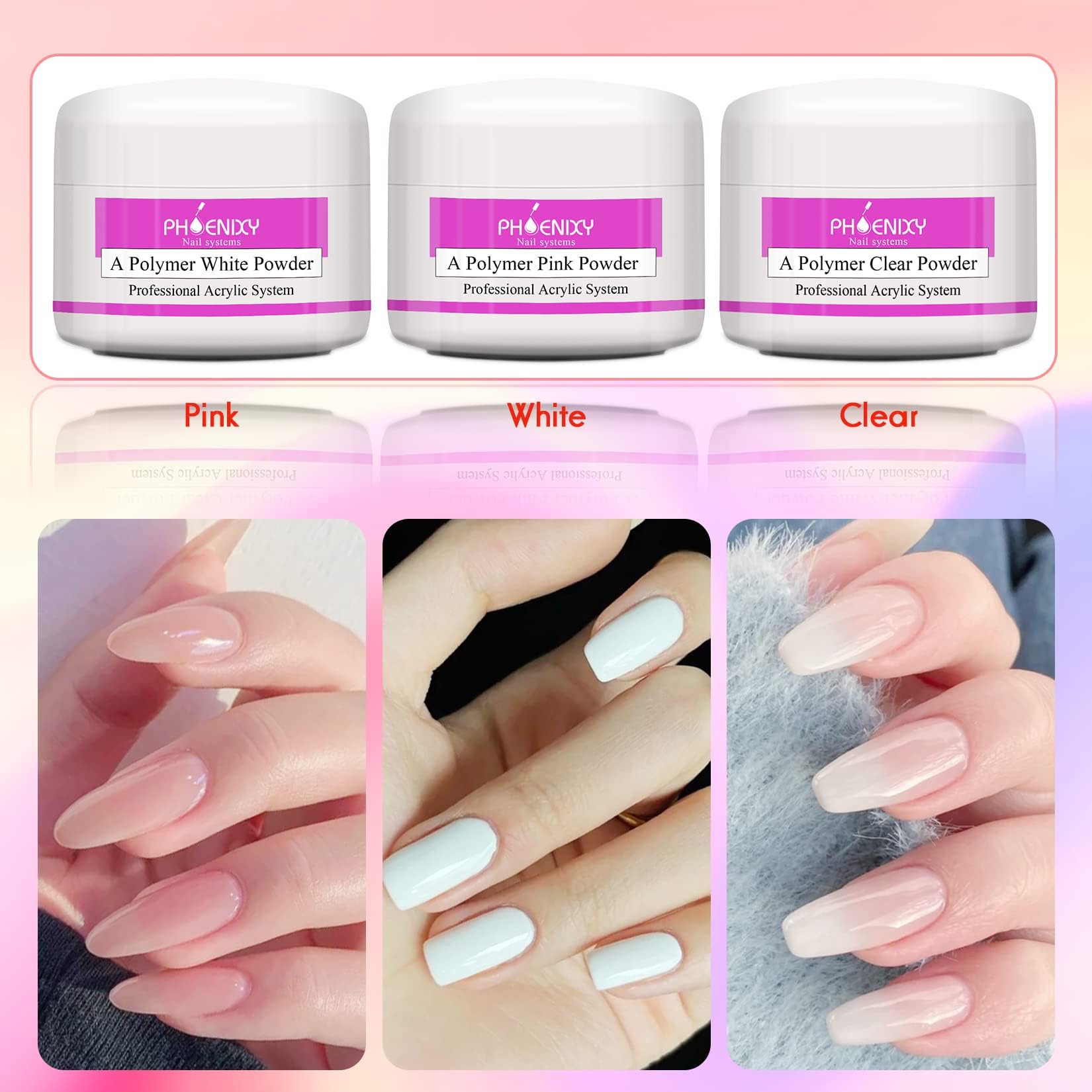 Phoenixy Poudre Acrylique Pour Ongles 78 Couleurs Kit Acrylique Ongles Complet Avec Acrylique Liquide Monomer Faux Ongles Outils D'art D'ongle Nail Art Extension Kit Manucure
