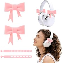 2 Pack Silicone Bow Decor Headphone Accessories, 3D Cute Earphone Accessories for Women Girls, Gamer Gift for Christmas,Gamer Girl Headphones Accessories-Pink