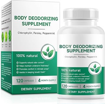 ZODENIS Chlorophyll Capsules Internal Deodorant Body Odor Supplements Body Deodorizer, Fresh Breath,Chlorophyll deodorizing Supports Immunity and Digestion,for Men & Women,Vegan120 Caps
