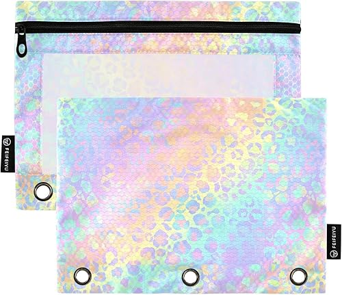 Vista 121 de ALAZA Estuche para lápices para carpeta de 3 anillas, carpetas con estampado de vacas, bolsas para lápices con ventana transparente con cremallera