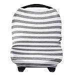 Yoofoss Nursing Cover Breastfeeding Scarf - Baby Car Seat Covers, Infant Stroller Cover, Strechy Carseat Canopy for Boys and Girls (Grey Stripe)
