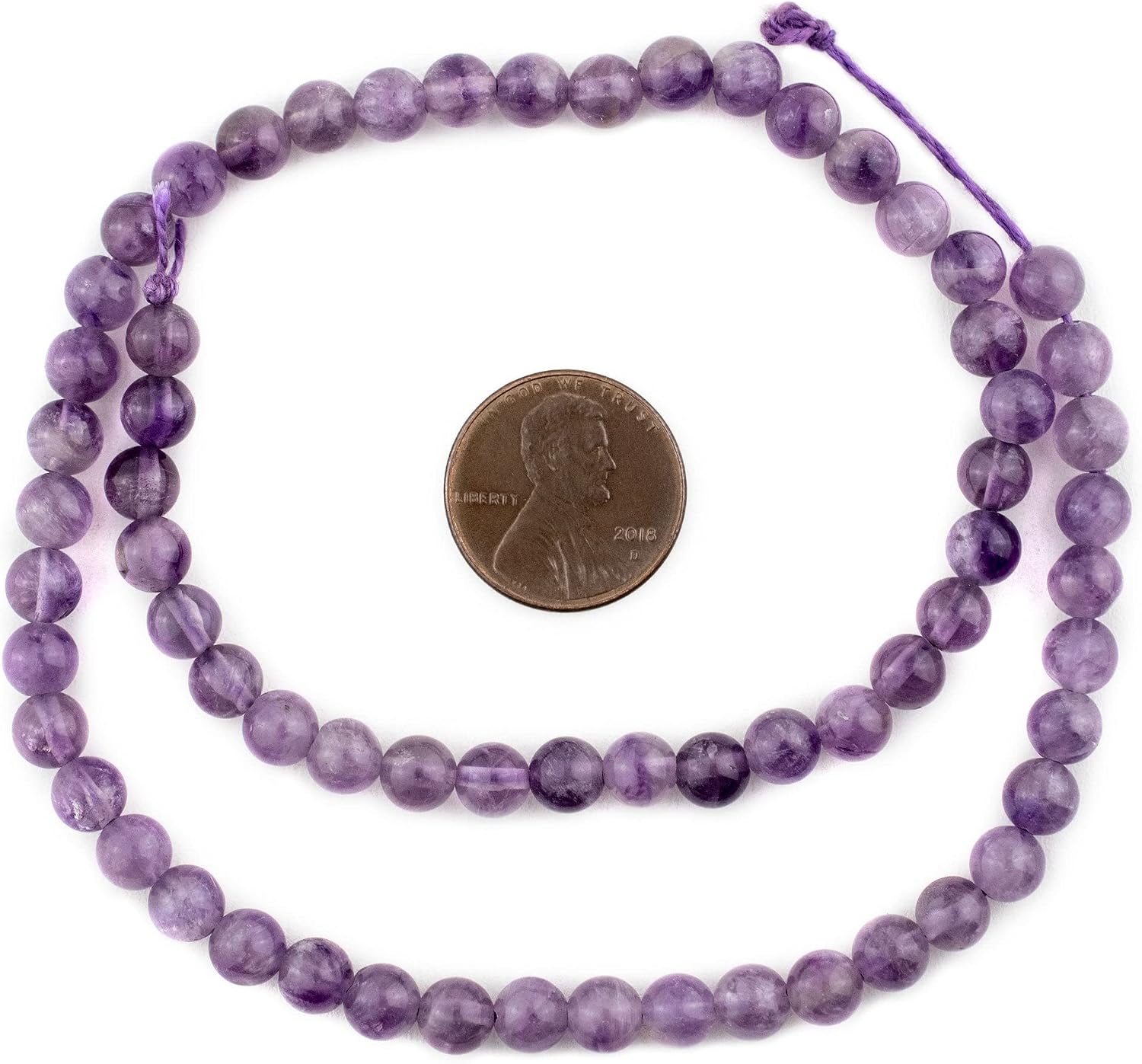 The Bead Chest Cloudy Round Amethyst Beads 6mm Purple Gemstone 16 Inch Strand
