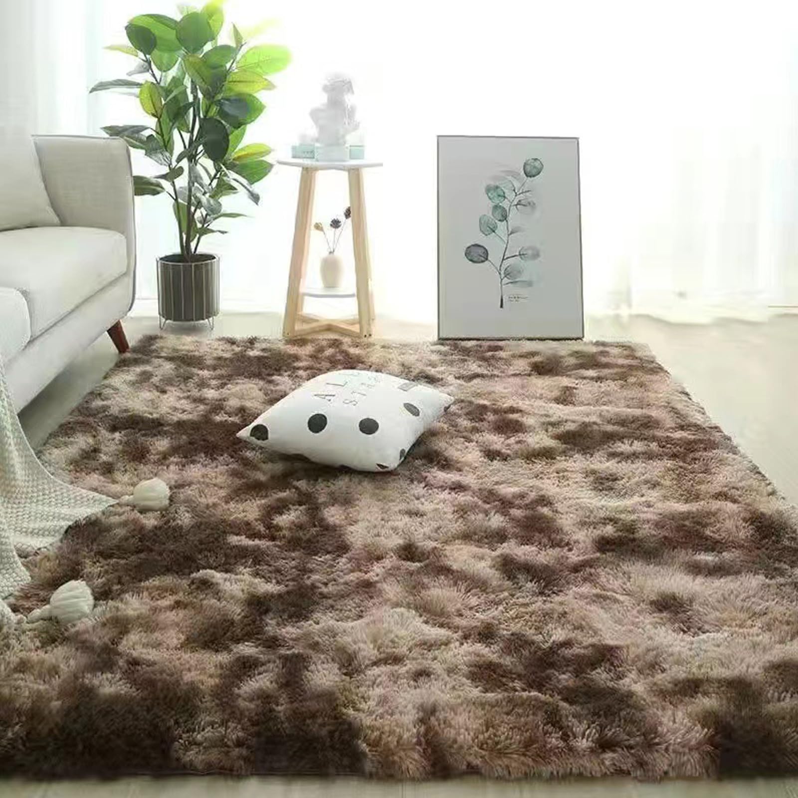 Tapis de salon marron 160 x 250 cm moelleux et antidérapant pour chambre moderne