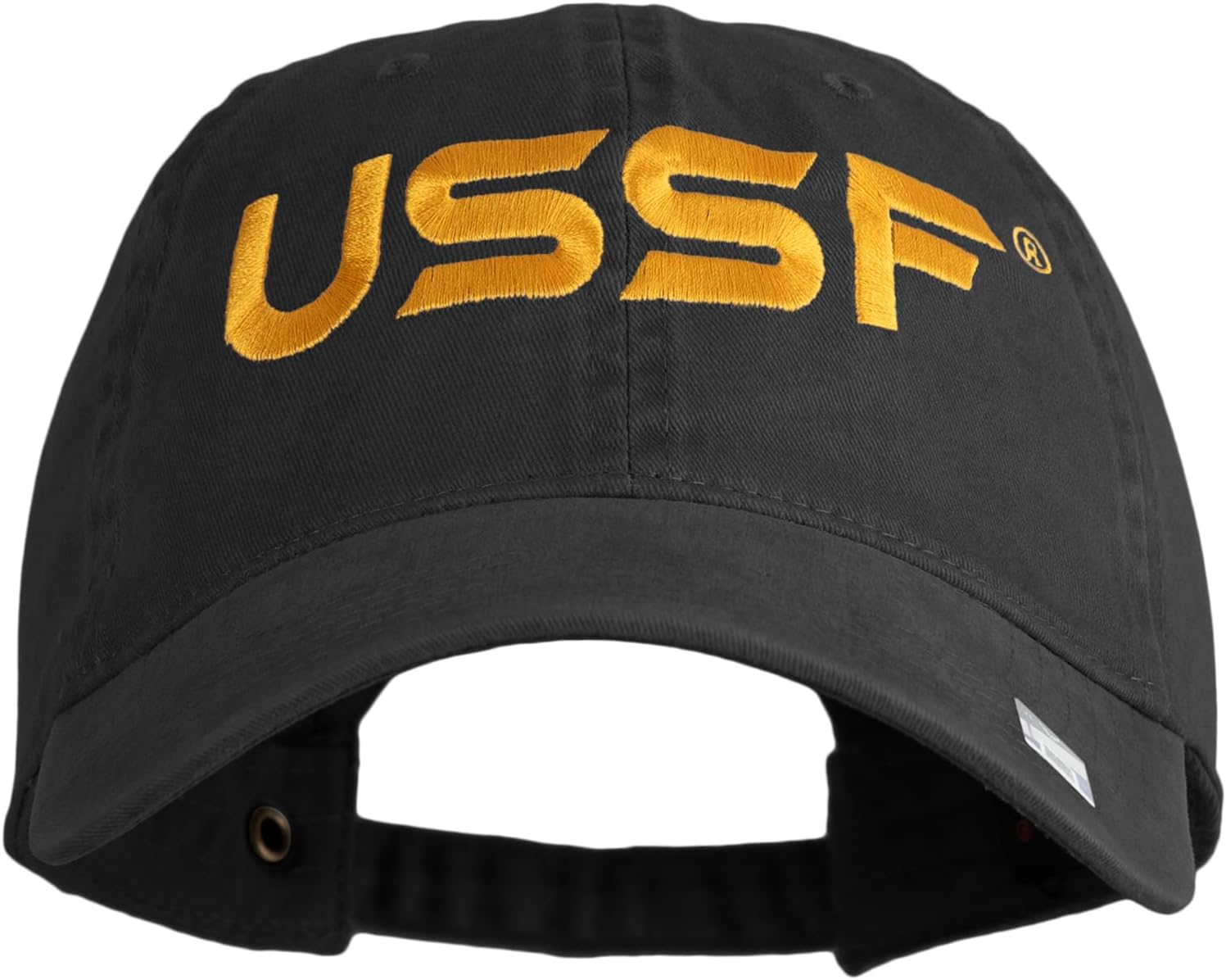 e4Hats.com USSF Embroidered Washed Solid Pigment Dyed Cotton Twill Brass Buckle Cap