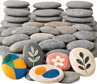 KvyusFlourish 40 Pcs 3''-4'' Large River Rocks for Painting, Natural Kindness Stones, 17.6 Pounds Bulk Paintable Rocks for Adult DIY Craft Projects, Home & Garden Décor