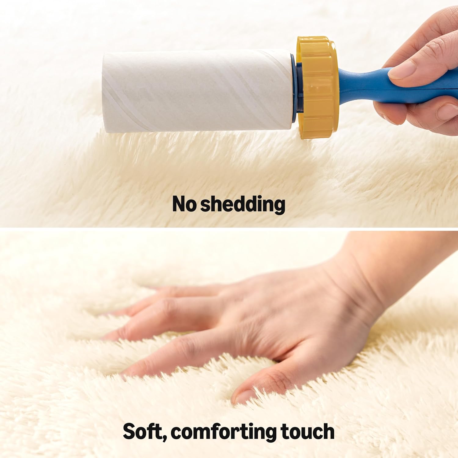 Amazon Basics Fluffy Washable Round Area Rug, Circle Shaggy Carpet for Living Room, Bedroom, Nursery, 4'R, Beige