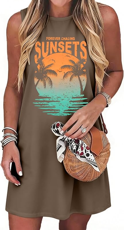 Summer Sundress for Women Beach Tank Dress Sleeveless Beach Sun Dresses