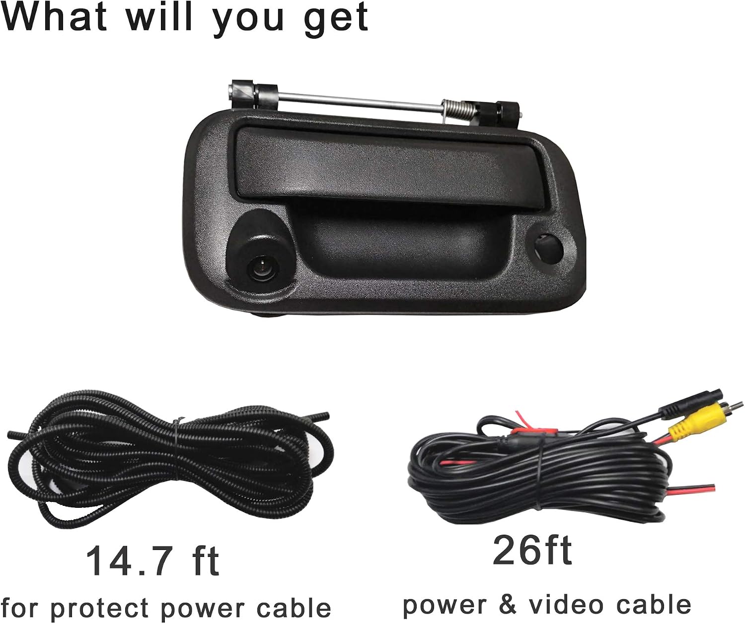 Review Weivision Backup Camera with Tailgate Handle for Ford F150/F250/F350/F450/F550 for Universal RCA Monitors