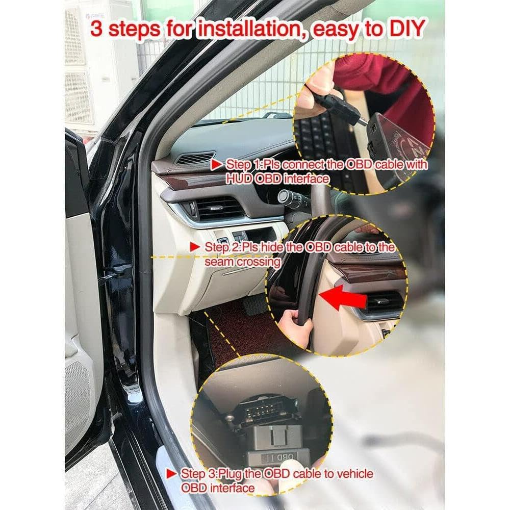 Car LED Head Up Display OBD2 II HUD Projector Speedometer Compatible with Most Cars Equipped with Standard OBD II Ports