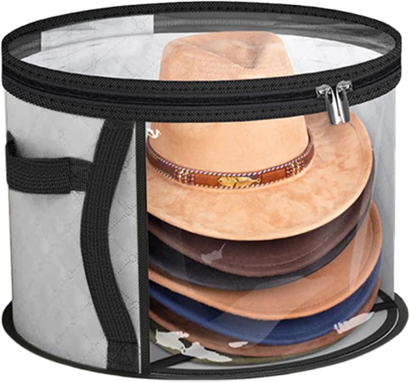 Hat Box,Large Capacity Cowboy Hat Storage Box - Organizer Case with Carrying Handle Stackable with Lid for Dorm Room Wardrobe Underbed Clothes Cap Display Travel