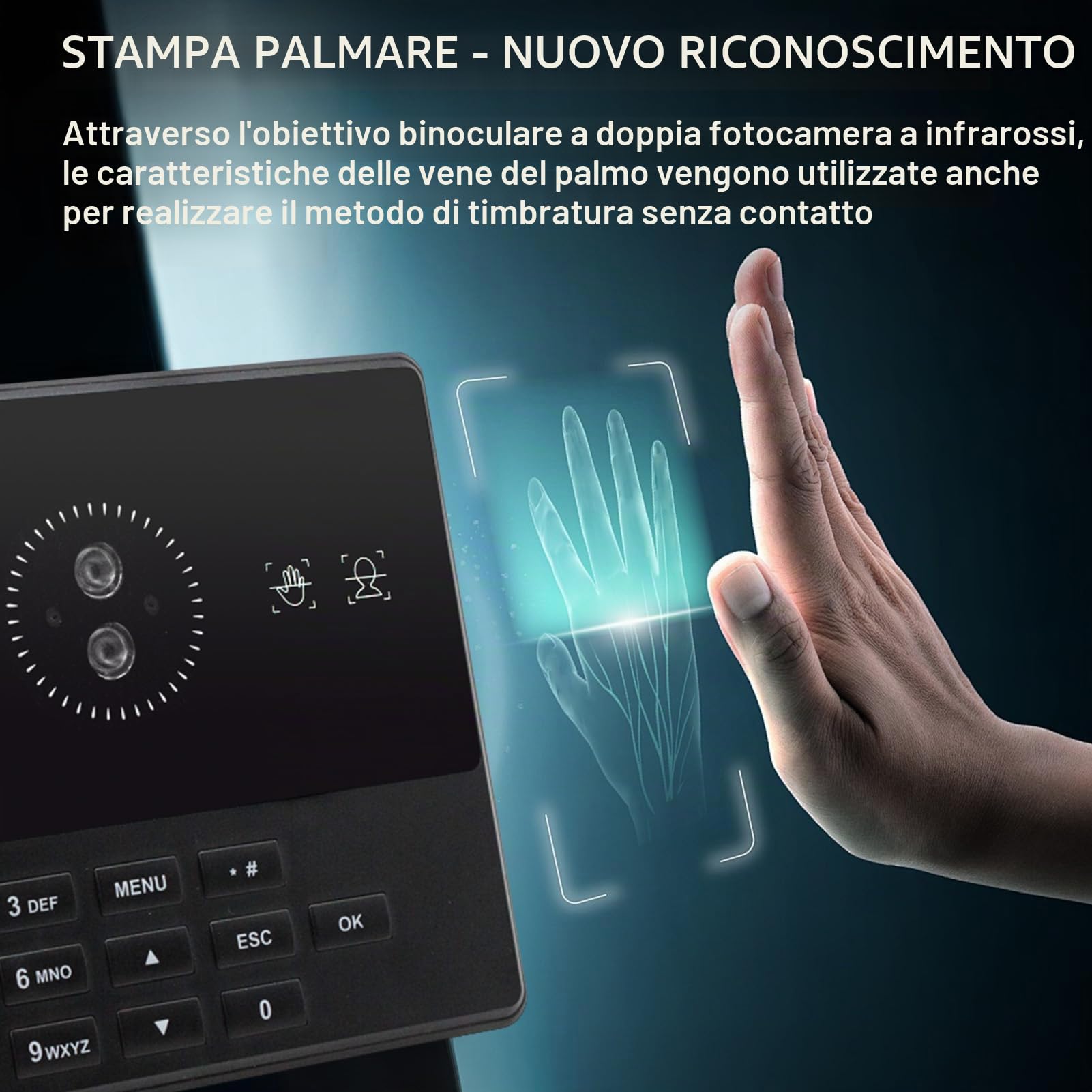 Bisofice T900 Rilevatore Presenze Dipendenti, con Scansione Facciale e impronte digitali e RFID Password, Timbratrice Presenze Prompt Vocale, Display da 2,8", per Piccole Imprese