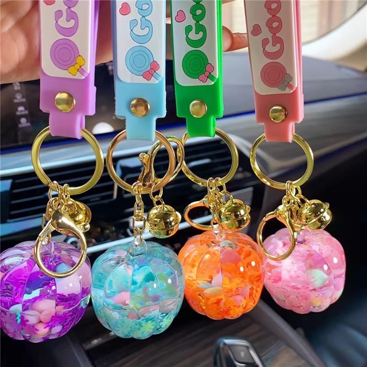 WEVENI Acrilico Autunno Foglia d'Acero Portachiavi Autunno Pianta Accessori per Donne Ragazze Borsa Auto Charms, Zucca, W2L2