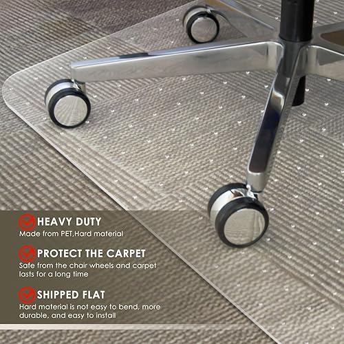 Miniatura 4 de Azadx Tapete resistente para silla de oficina para alfombra, 32 x 55 pulgadas, material duro, antideslizante, para oficina en casa, fácil