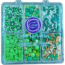 Green Shamrock Sprinkles for Cupcakes, Edible St. Patricks Day Sprinkles with Pearls Jimmies Nonpareils for Cake Decorating Baking Cookies Cupcake Topper