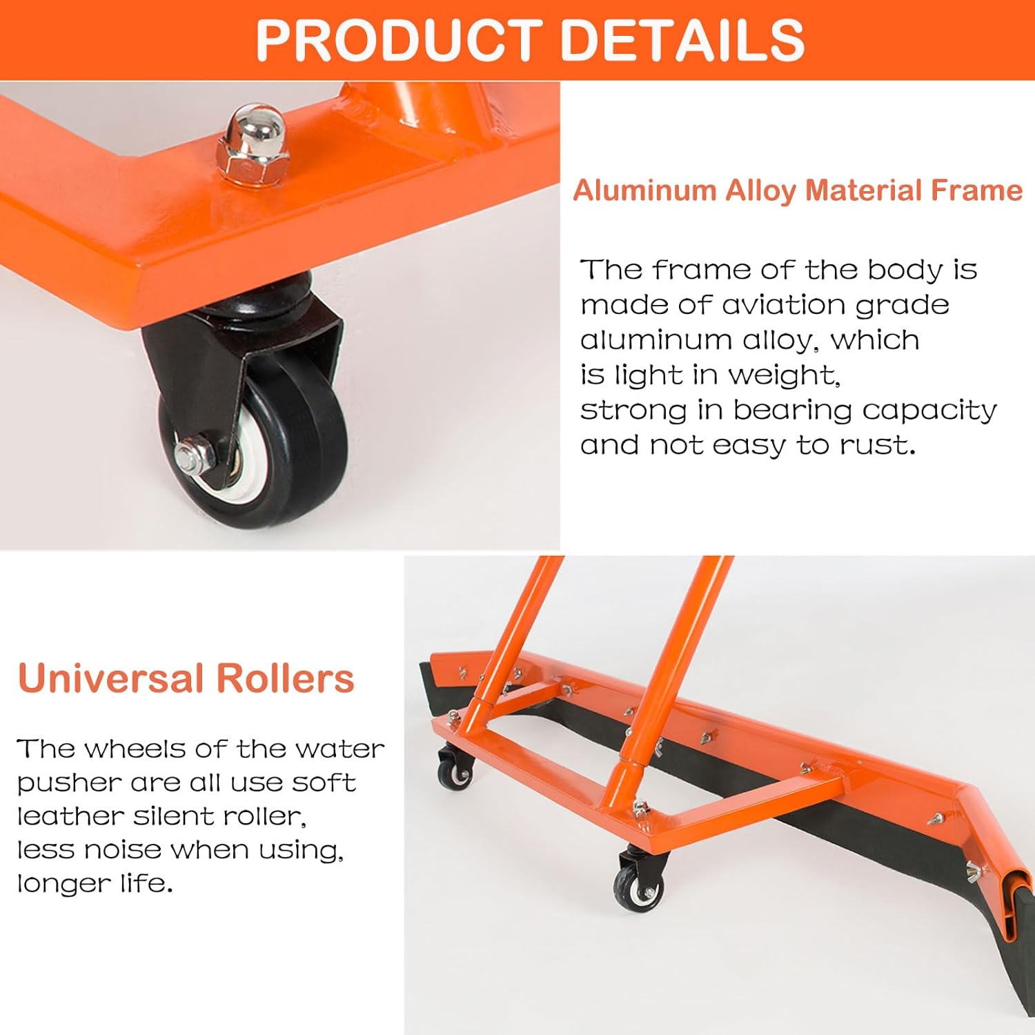 4.3FT Sport Tennis Court Squeegee Floor Squeegee Heavy Duty Commercial Squeegee for Floors with 2PCs EVA Foam Blade