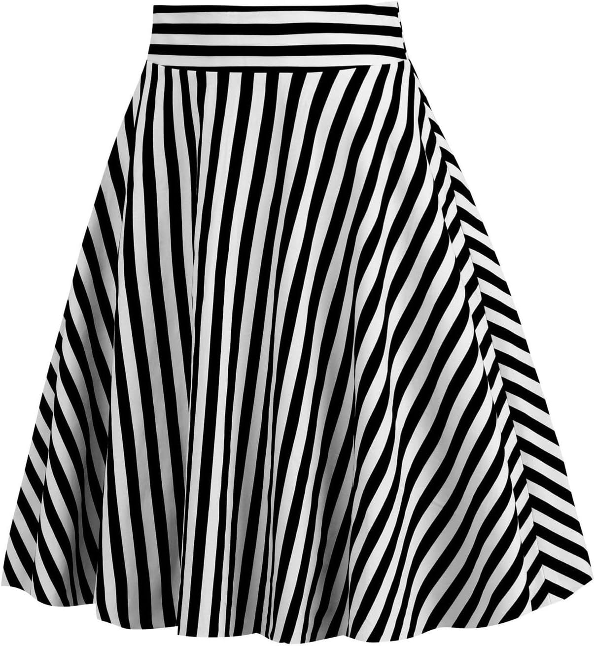 Womens Summer Striped Midi Skirts A-Line Elastic Waist Flowy Skirt Beach Vacation Outfits Plus Size Swing Skirts