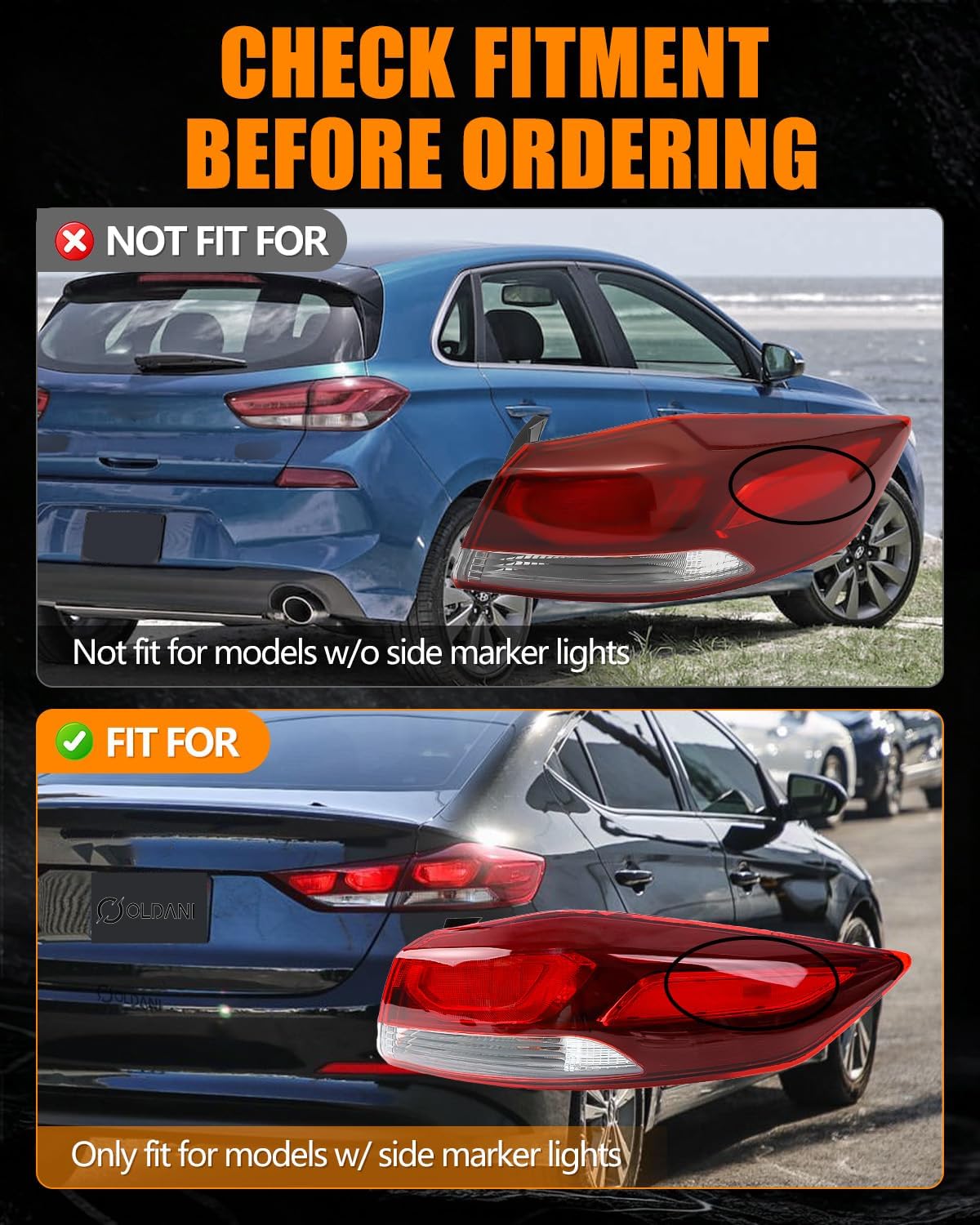 Outer Tail Light for 2017-2018 Hyundai Elantra, Tail Light Assembly Right Passenger Side Taillight, Rear Brake Lamp with Bulbs, OEM# 92402‑F3000, 1 PC image 4