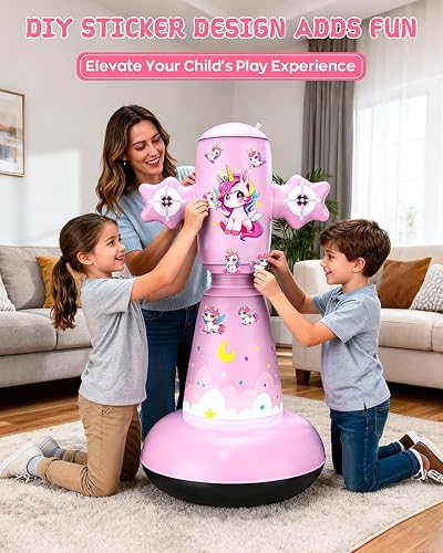 Miniatura 4 de 67 Inch Inflatable Punching Bag for Kids 3-12, Standing Boxing Set for Karate & Taekwondo Training, Stable Boxing Bag Active Toy for Boys & Girls,