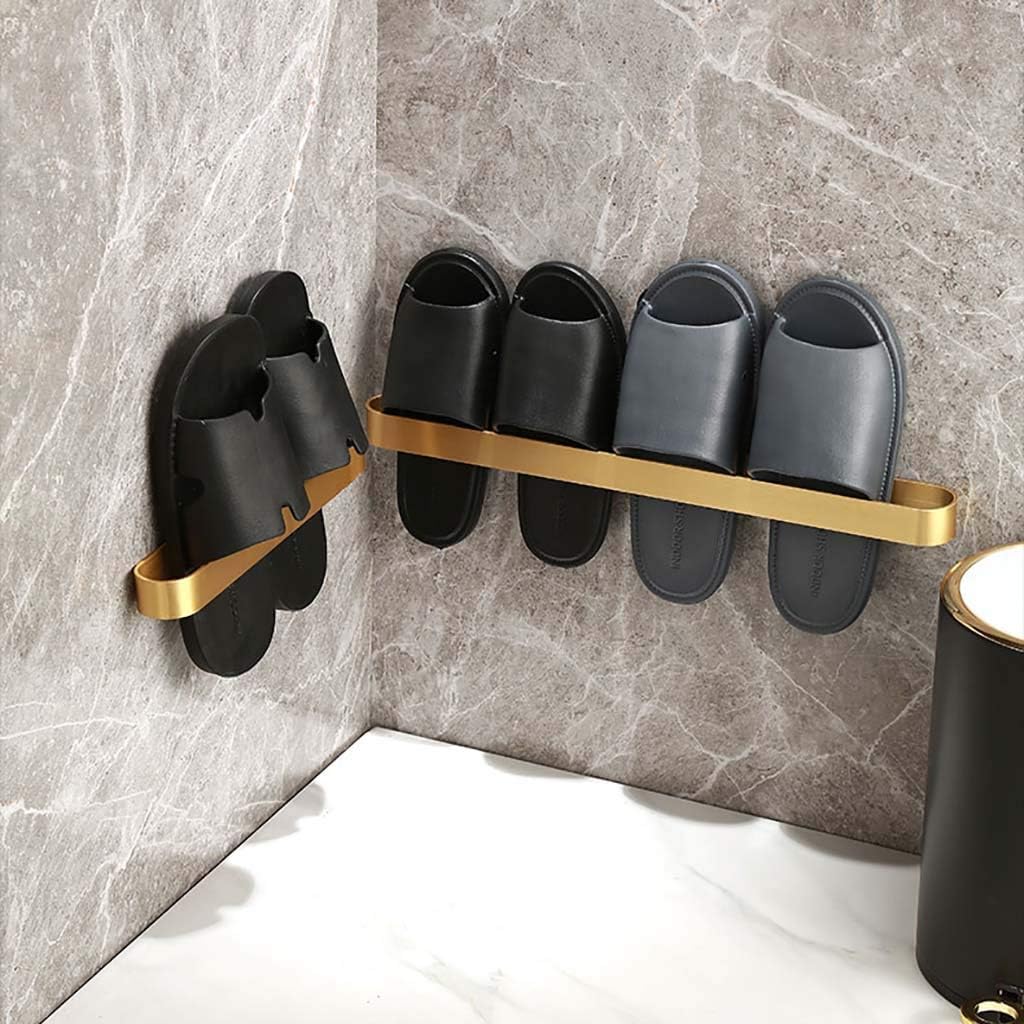 Wall-Mounted Shoe Rack - Brass Golden Shelf Organizer for Entryway, Bathroom, Over-Door Storage, Space-Saving Hangers (Size: 30x5x3cm) 50x5x3cm