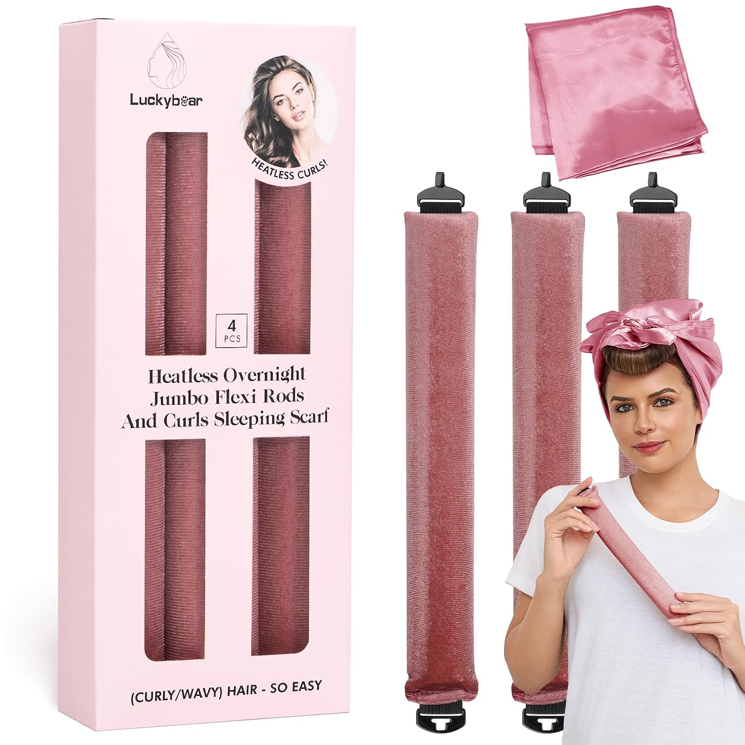 Amazon.com : Heatless Curls Overnight Rods Jumbo Set, Heatless Hair ...