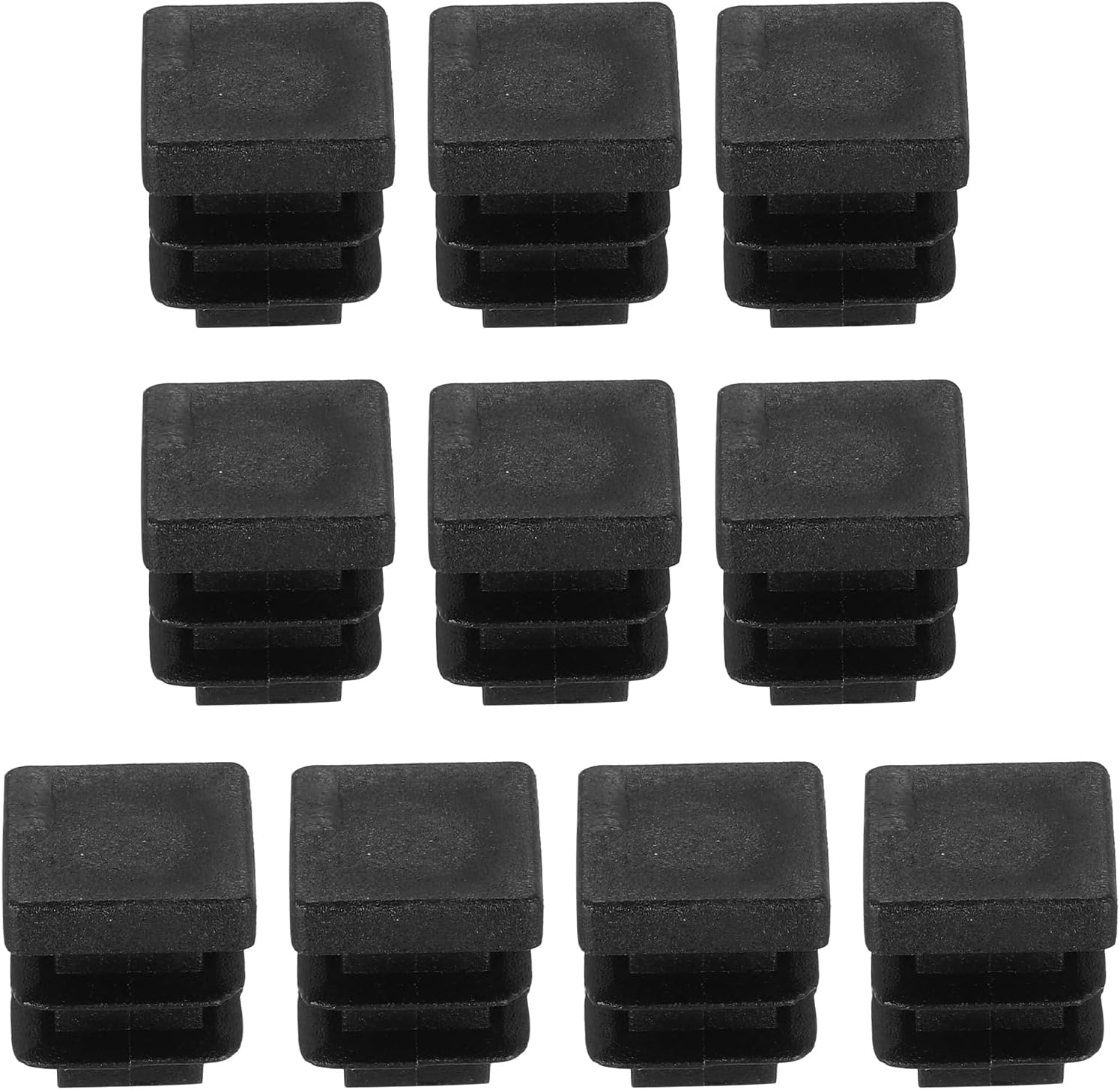 MECCANIXITY 10pcs 1/2" Square Plastic Hole Plugs Black Plastic Pipe Tubing End Caps for Furniture, Pipe Tubing, Table, Chair