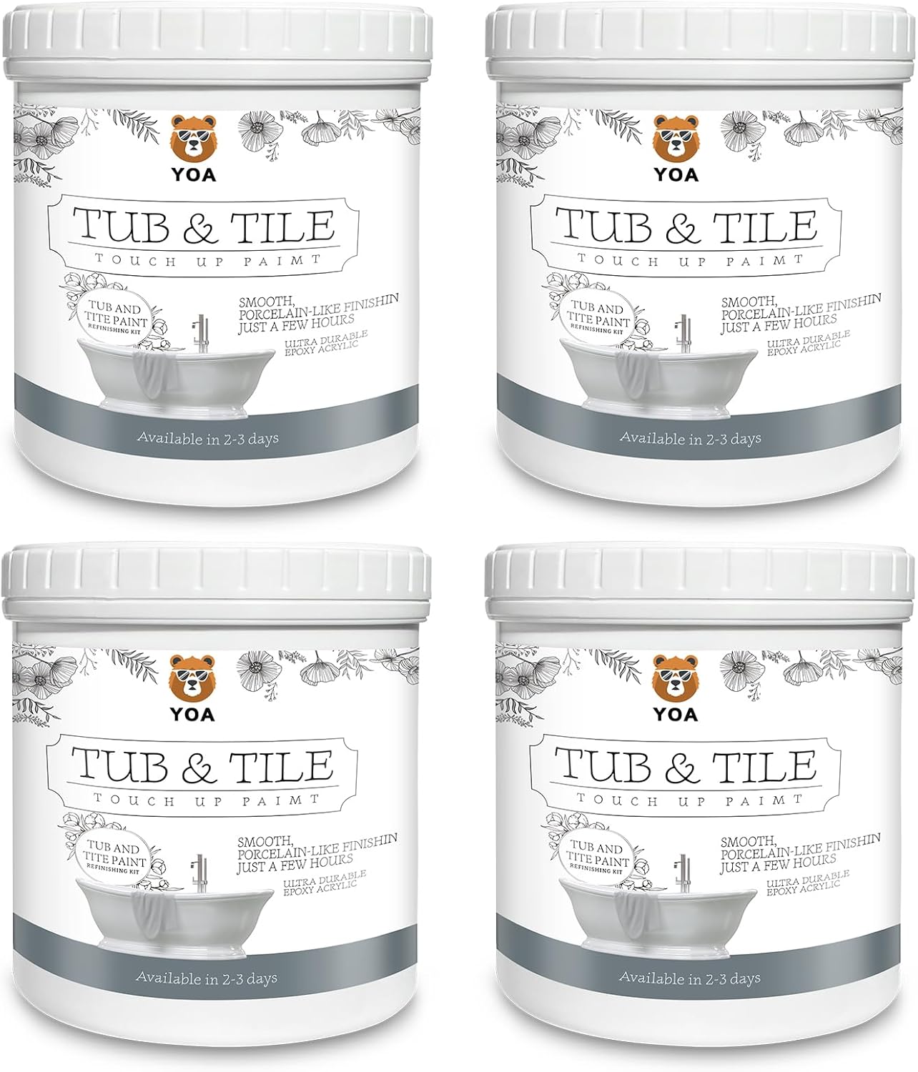 Tub and Tile Paint White, 4kg, 128oz, Bathtub Washbasin Toilet Ceramic Tile and Kitchen Countertop Refinishing, Odorless and Non-Toxic Heavy Glaze Epoxy Resin Coating
