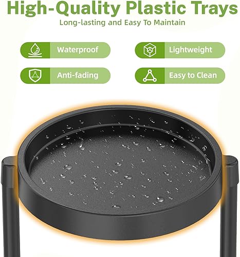 Miniatura 2 de iDavosic.ly Soporte plegable de 4 niveles para plantas para interiores y exteriores con bandeja de plástico, estante de esquina escalonada para