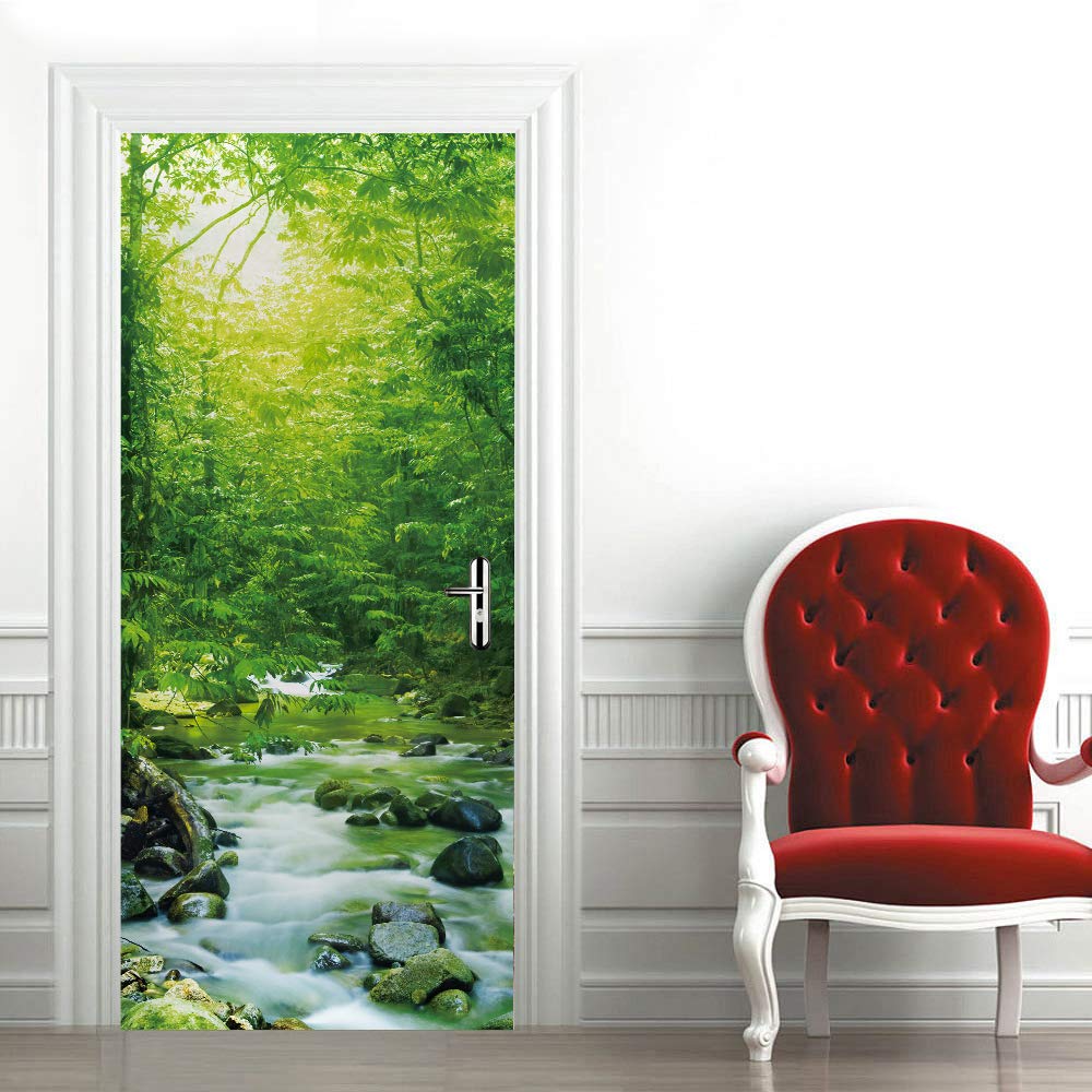 Stickers photo chambre et papier peint art décor adhésif pour porte 63x205 cm