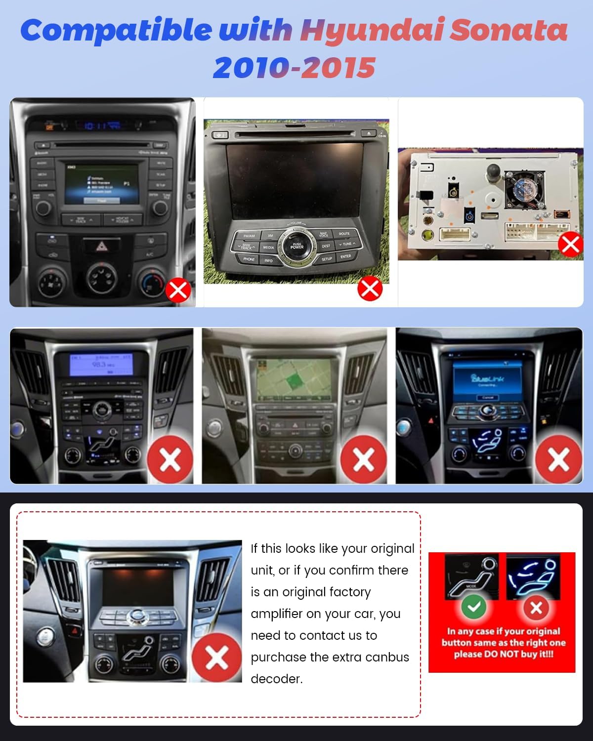 Hikity for Hyundai Sonata 2010-2015 Android Car Stereo Radio with Wireless Carplay Android Auto, 2+64G 9 Inch Touchscreen Radio WiFi GPS Navigation Bluetooth FM RDS EQ Mirror Link