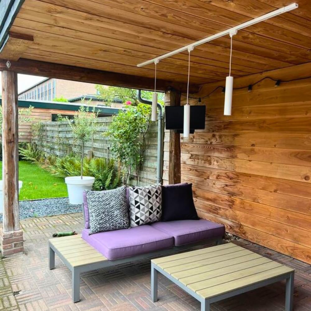 Qub Focus III 1-Phasen Led Schienensystem Komplettset - 300cm - Set 3 Spots und 2 Pendelleuchten - 3x 1m Licht Schienensystem - I-Form - GU10 & LED-Kompatibel - Erweiterbar & flexibel - Weiß