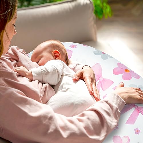 Miniatura 2 de Hooyax Juego de 2 fundas de almohada de lactancia, ultra suaves y elásticas, adorable funda para almohada de alimentación infantil, ajuste perfecto