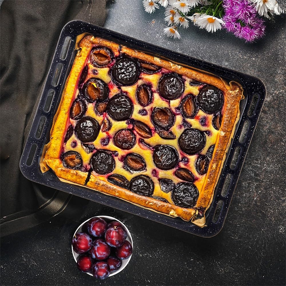 orion group Blacha do pieczenia 45,5 x 36 x 5 cm – wytrzymała blacha do pieczenia z powłoką emaliowaną – odporna na zarysowania i wysoką temperaturę – idealna do słodkich i pikantnych potraw – blacha