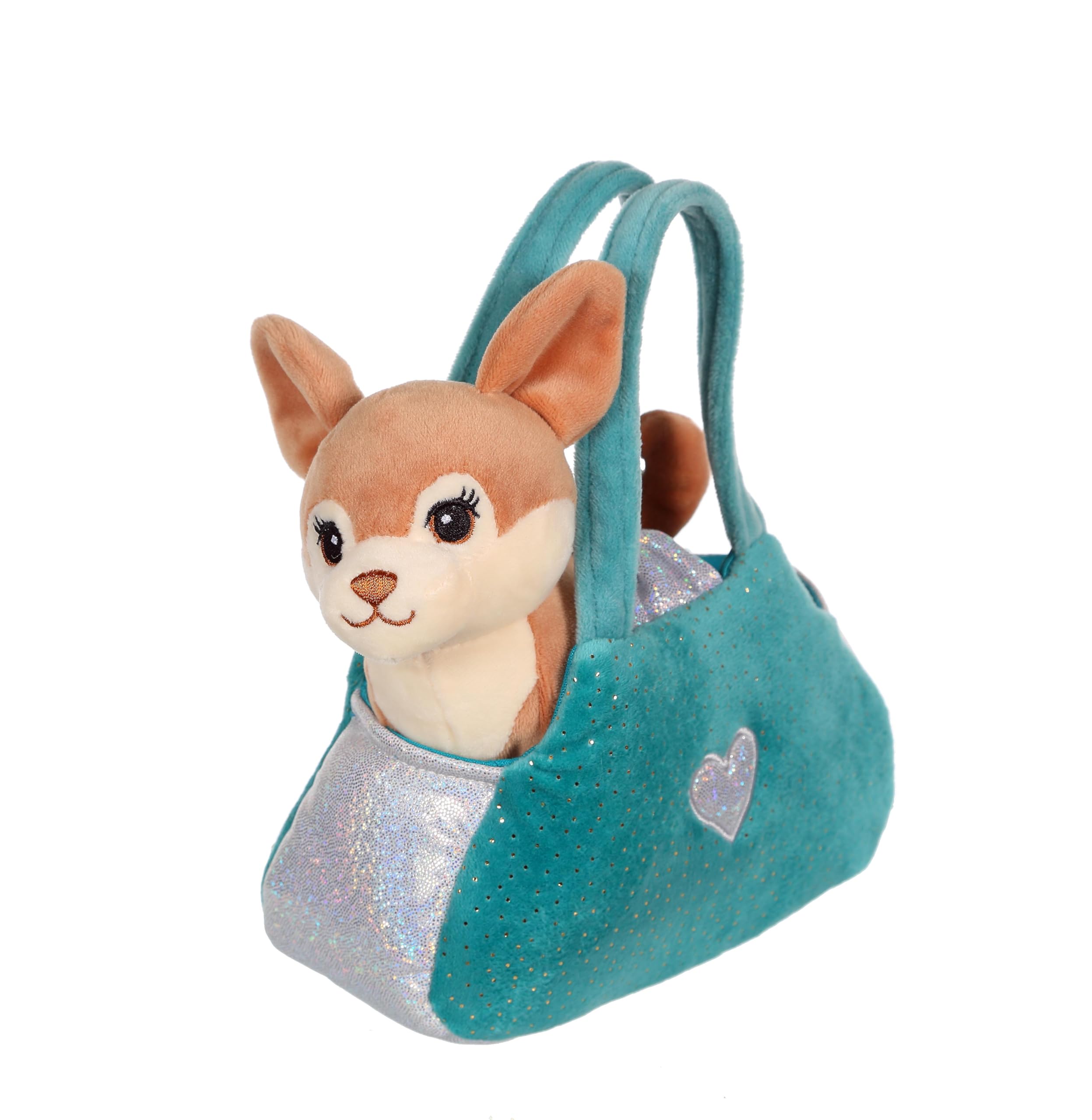 Gipsy Toys - Peluche Sweety Bag Chihuahua marrón - Bolsa Verde - 18 CM