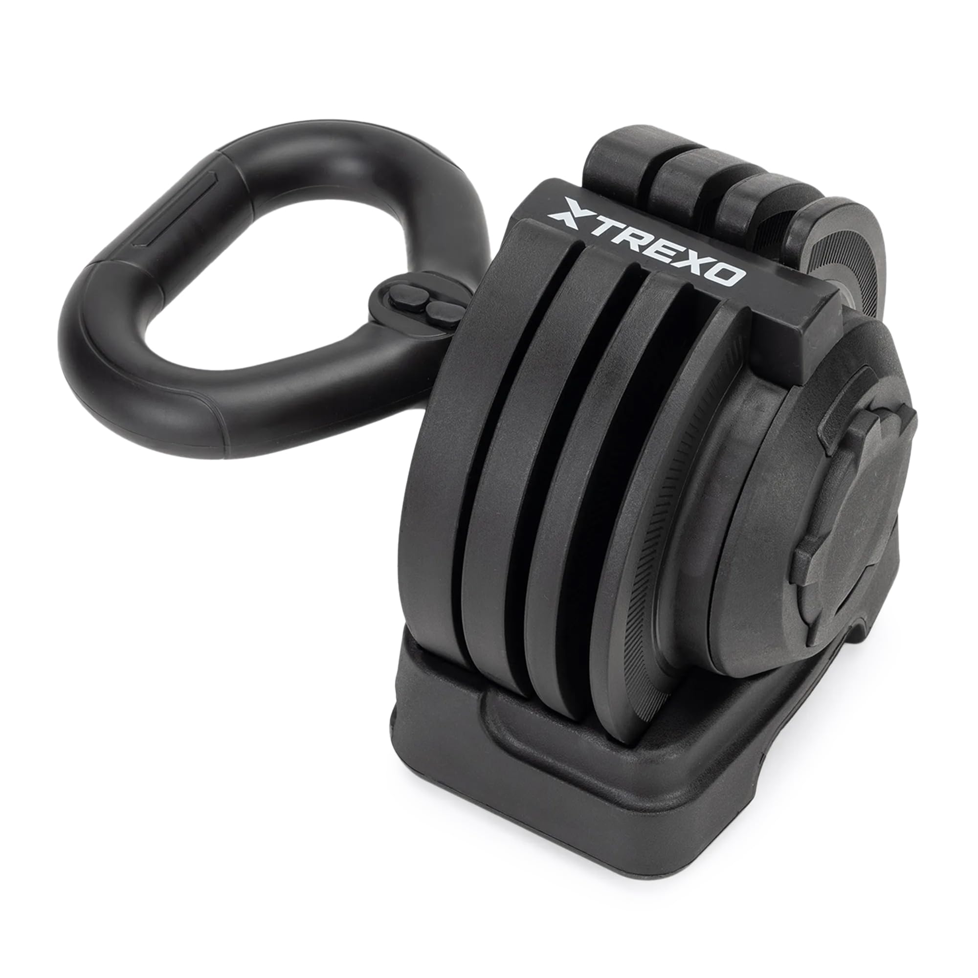 TREXO Kettlebell Regolabile 12 kg in Ghisa per Diversi Esercizi Versatili Manubrio a Sfera Professionale con 16 Livelli di Regolazione Nero