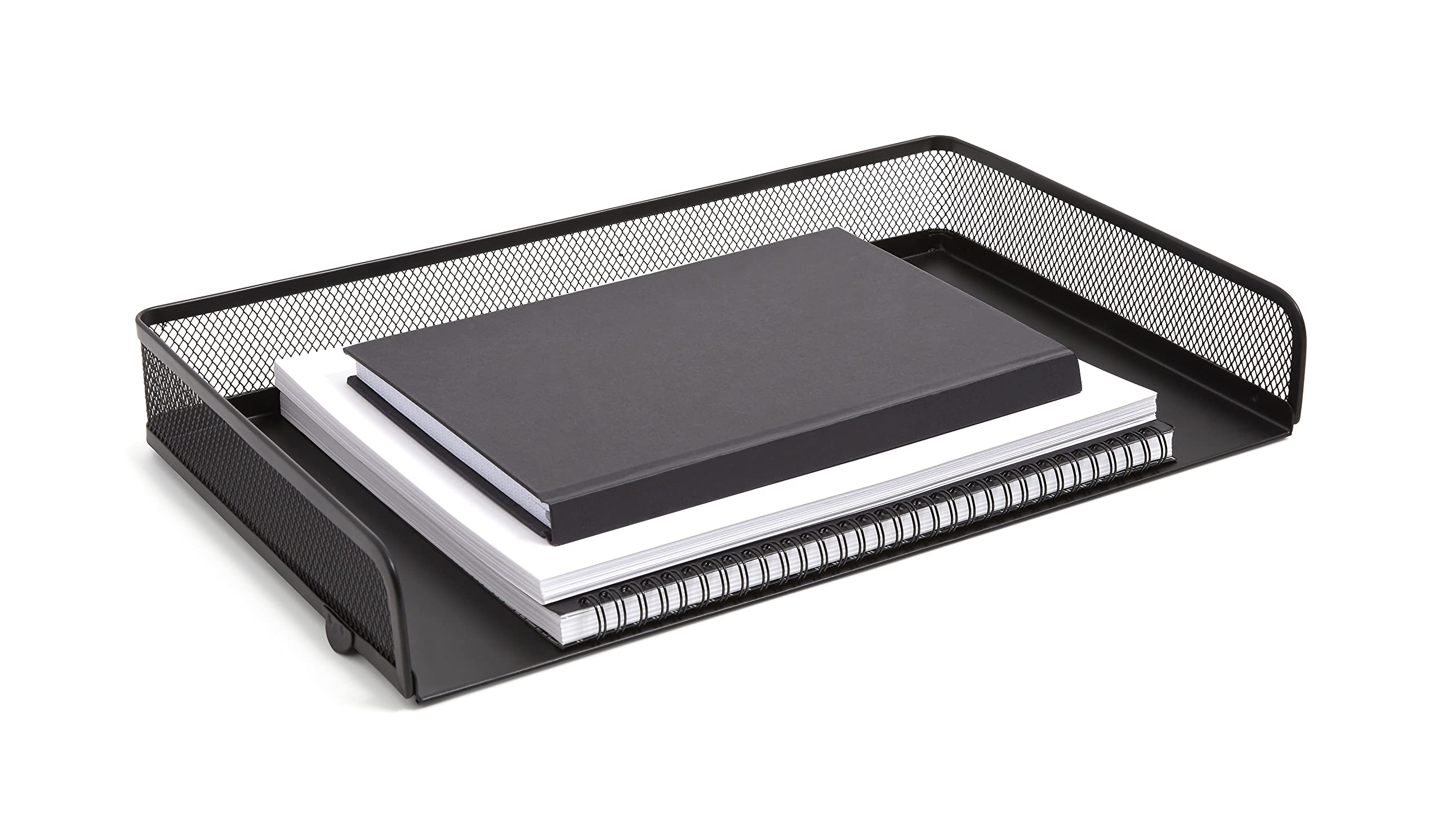 Staples TRU RED Side Load Stackable Metal Letter Tray, Matte Black, 2/Pack (TR57564-CCVS)