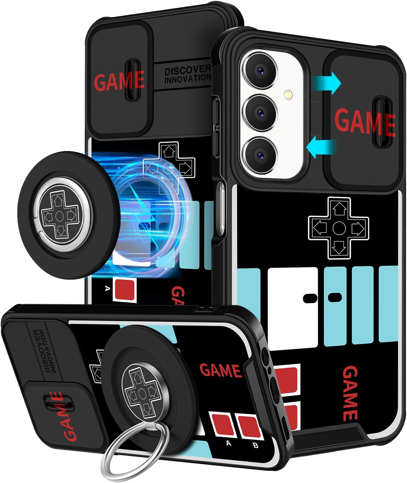 Funermei 2in1 for Samsung Galaxy A15 5G Case - Women Girls Boys Cute Phone Cover Aesthetic Game Console Unique Design Camera Cover with MagSafe Ring Holder Stand for Samsung A15 5G Cases 6.5”