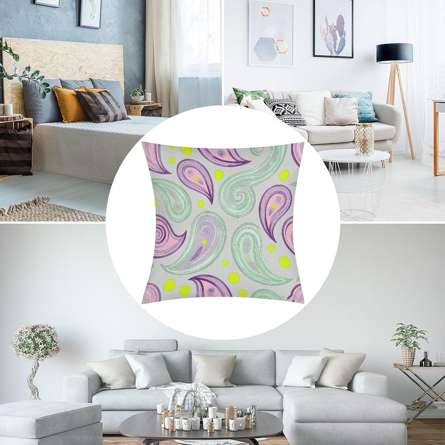 Paisley Pillow Protectors Cute Waterproof Pillow Cover Soft Skin-Friendly Cushion Case Decorative Square Cushion Cover for Couch Sofa Bed Living Room Bedroom