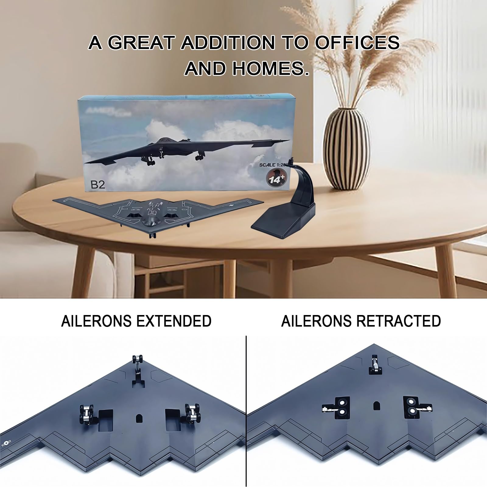 Modello militare metallo pressofuso scala 1/200 bombardiere stealth B-2 dell'aeronautica militare statunitense, aereo militare altamente dettagliato con carrello atterraggio retrattile