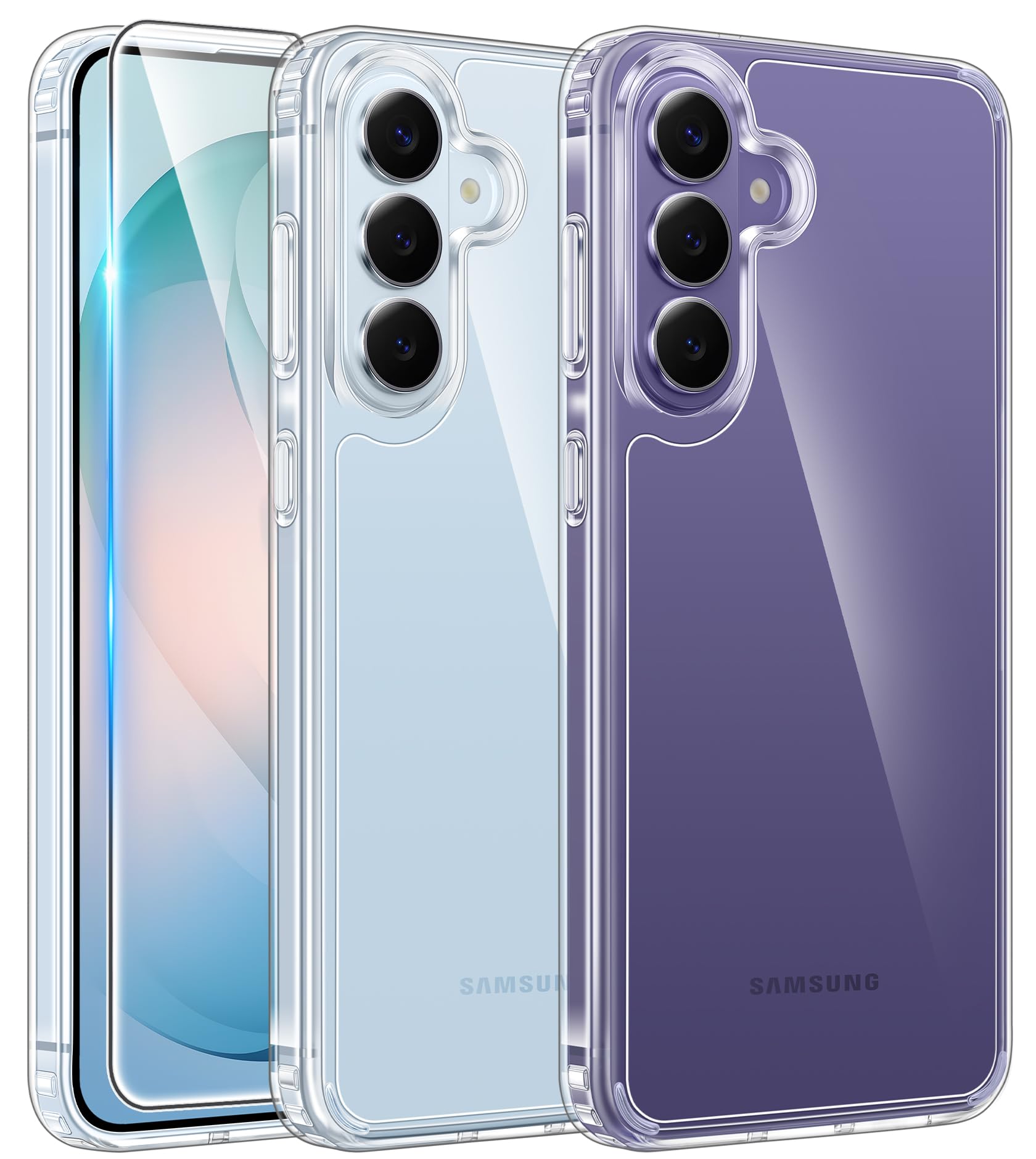 FNTCASE for Samsung Galaxy S26-Plus Case Clear Cover with Screen Protector | Anti Yellowing, Military Grade Drop Protection, Slim Phone Cases, Shockproof Protective Bumper, Transparent Cell