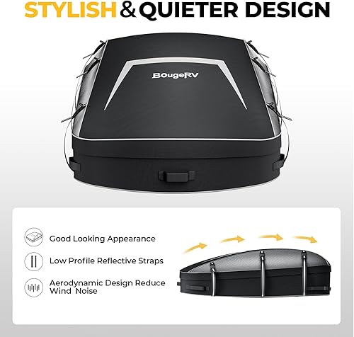 Vista 2 de BougeRV Bolsa de carga suave para techo resistente al agua, bolsa de techo Aero para vehículo con estantes de PVC 900D, incluye 6 correas