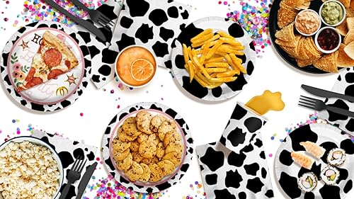 Miniatura 8 de Howdy Y'all - Suministros de fiesta de cumpleaños de vaca para niña, suministros de fiesta con estampado de vaca, juego de vajilla de rodeo de 64