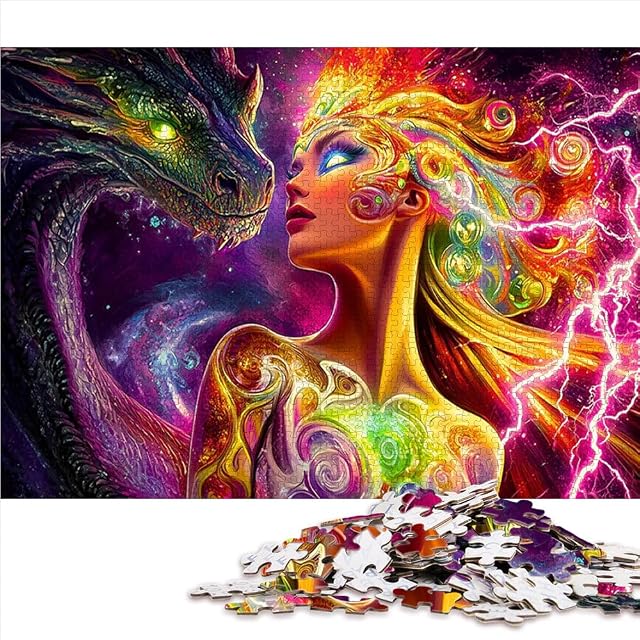 Foto 2 de 8 de Puzzles de 1000 Piezas para Adolescentes Dragón y Mujer Competición de Velocidad de Manos con Piezas…