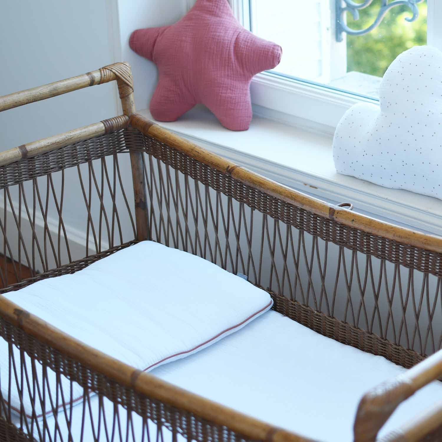 Sevira Kids – Almohada plana de gasa de algodón, Jeanne Made in France