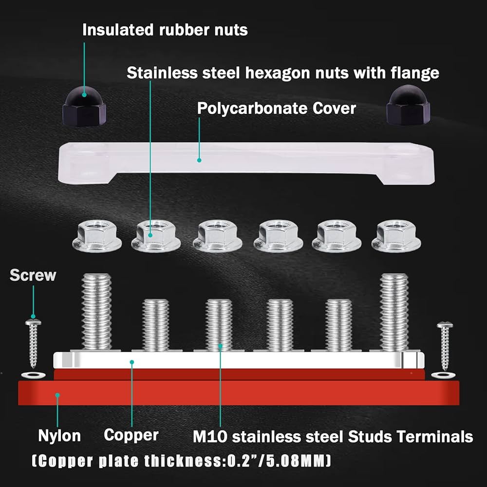 ランくんババ Amazon.co.jp: Ruibapa 350A バスバー 12V マリン配電盤 6 x 3/8
