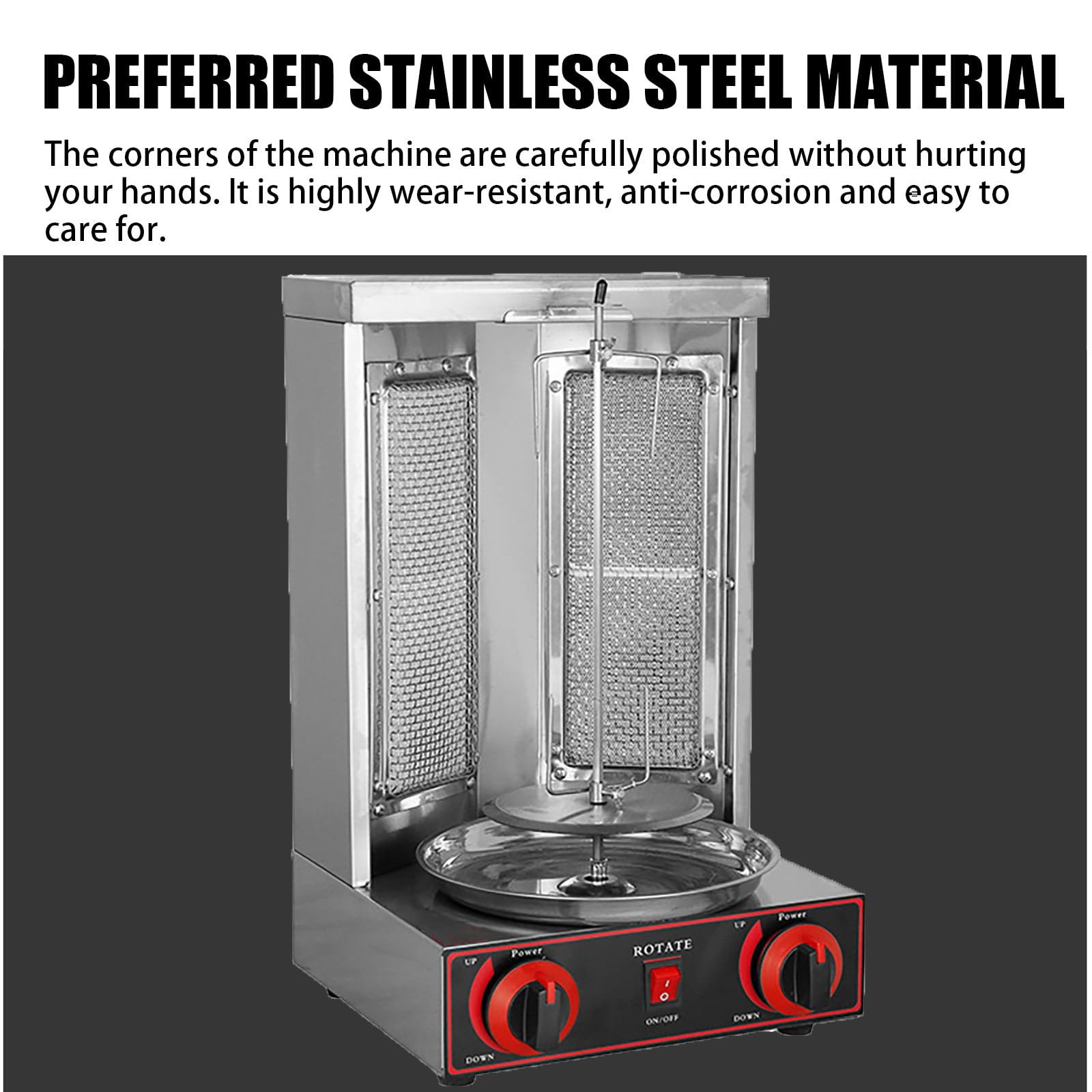 Parrilla De Gas Comercial, MáQuina Asadora Vertical, Horno Asador, MáQuina Asadora De Pollos, Calentamiento Uniforme, ExtraíBle para Limpieza, para Restaurante,Silver-L