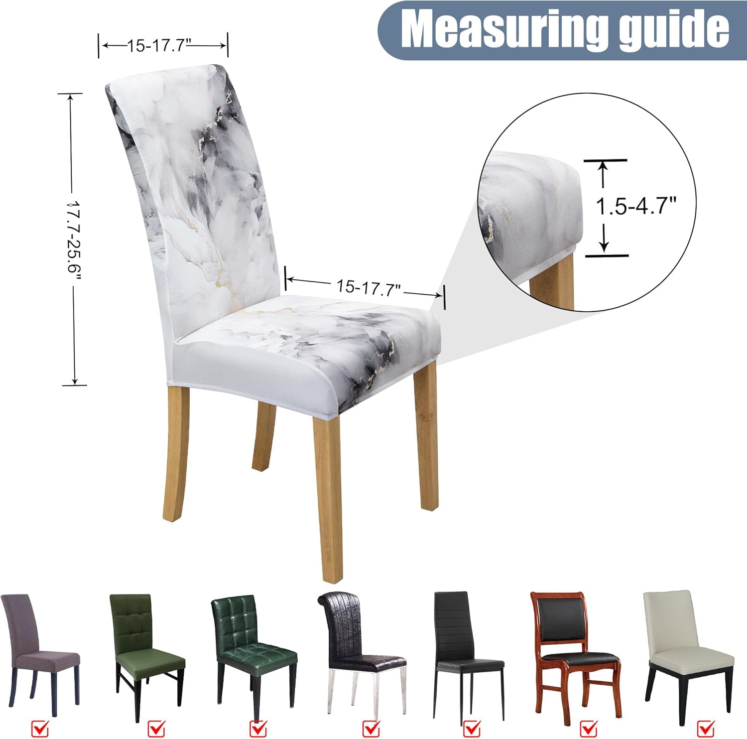 BIETYONE Chair Covers,Dining Room Chair Covers Set of 6,Stretch Kitchen Chair Cover,Washable Dining Chair Cover,Parsons Chair Slipcovers Protective,for Home,Restaurant,Banquet