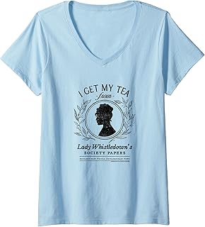 Womens Bridgerton I Get My Tea from Lady Whistledown's V-Neck T-Shirt Small