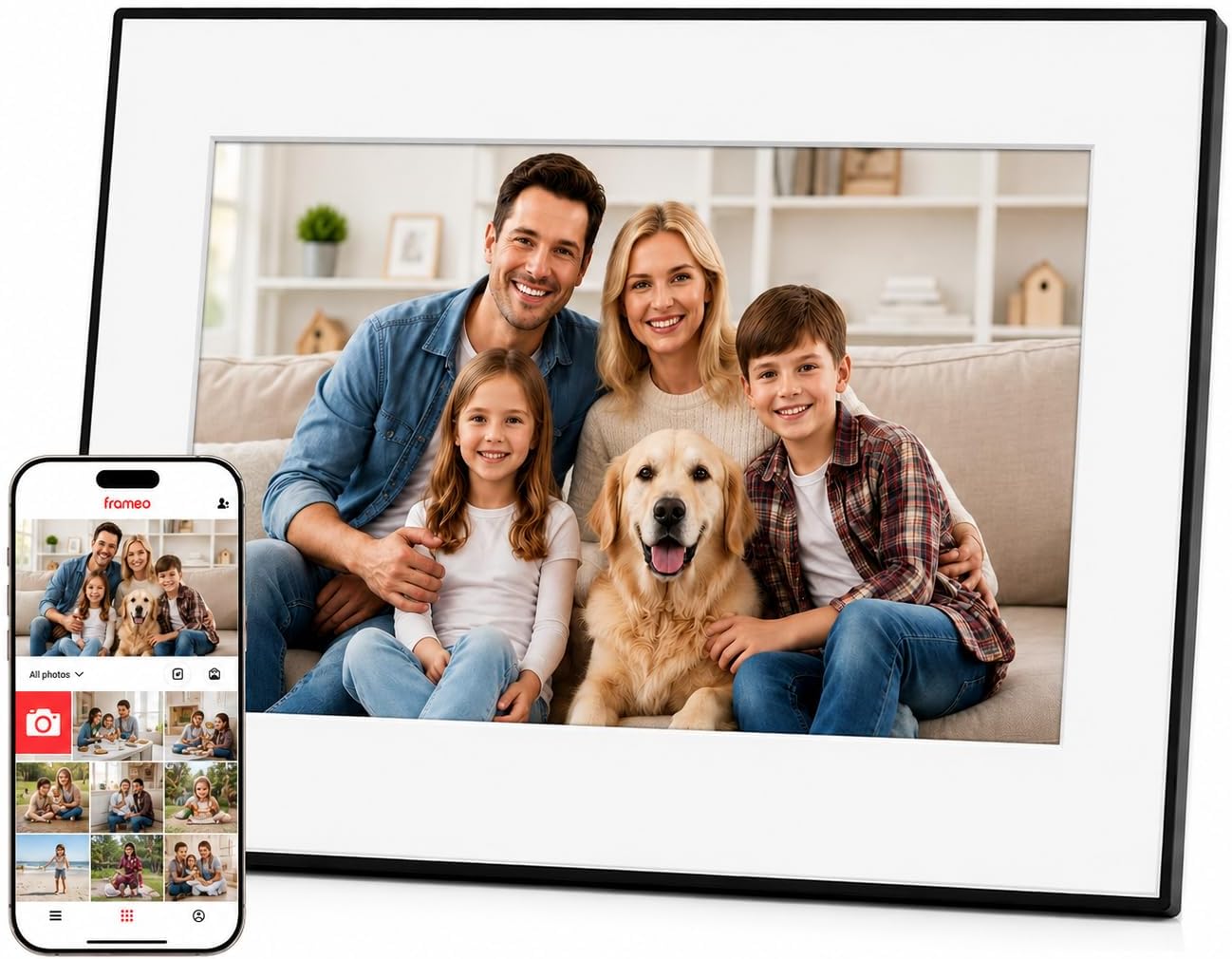 32GB 10.1 Inch Frameo Smart WiFi Digital Photo Frame 1280x800 IPS LCD Touch Screen, Auto-Rotate Portrait and Landscape, Built in 32GB Memory, Share Moments Instantly via Frameo App from Anywhere